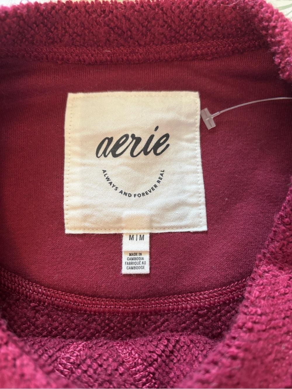 aerie Women's Crewneck Sweatshirt in Deep Berry - Picture 2 of 3